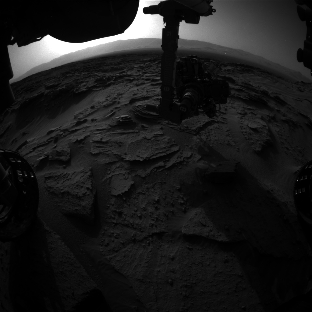Nasa's Mars rover Curiosity acquired this image using its Front Hazard Avoidance Camera (Front Hazcam) on Sol 1348, at drive 1490, site number 54