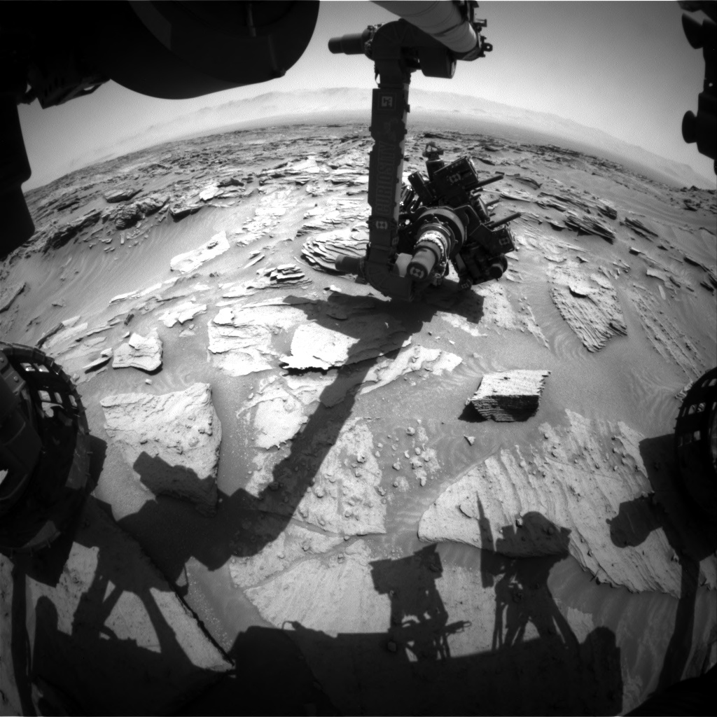 Nasa's Mars rover Curiosity acquired this image using its Front Hazard Avoidance Camera (Front Hazcam) on Sol 1349, at drive 1490, site number 54