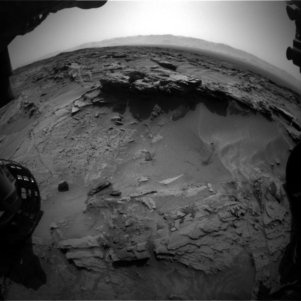 Nasa's Mars rover Curiosity acquired this image using its Front Hazard Avoidance Camera (Front Hazcam) on Sol 1349, at drive 1610, site number 54