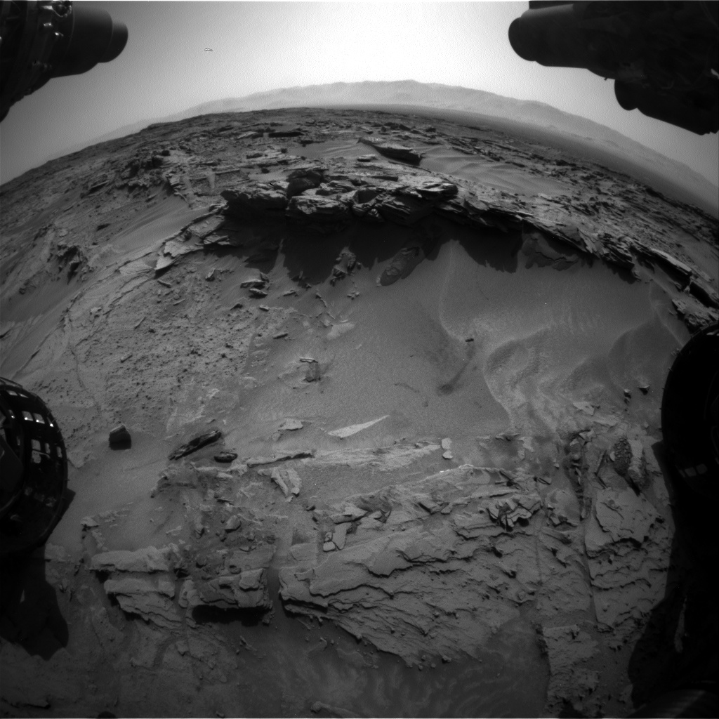 Nasa's Mars rover Curiosity acquired this image using its Front Hazard Avoidance Camera (Front Hazcam) on Sol 1349, at drive 1610, site number 54