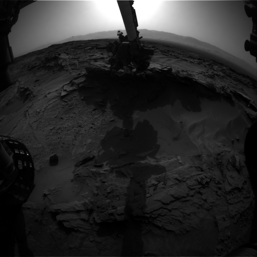 Nasa's Mars rover Curiosity acquired this image using its Front Hazard Avoidance Camera (Front Hazcam) on Sol 1351, at drive 1610, site number 54
