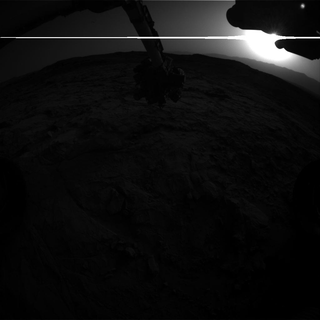 Nasa's Mars rover Curiosity acquired this image using its Front Hazard Avoidance Camera (Front Hazcam) on Sol 1355, at drive 2202, site number 54