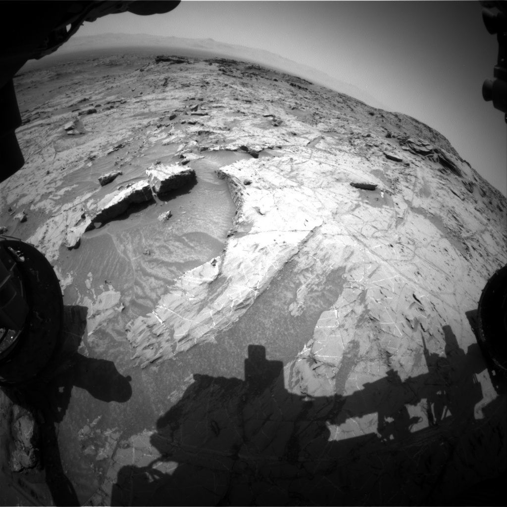 Nasa's Mars rover Curiosity acquired this image using its Front Hazard Avoidance Camera (Front Hazcam) on Sol 1357, at drive 2280, site number 54