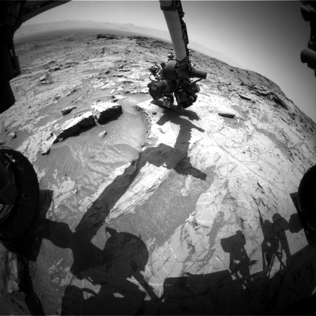 Nasa's Mars rover Curiosity acquired this image using its Front Hazard Avoidance Camera (Front Hazcam) on Sol 1360, at drive 2280, site number 54