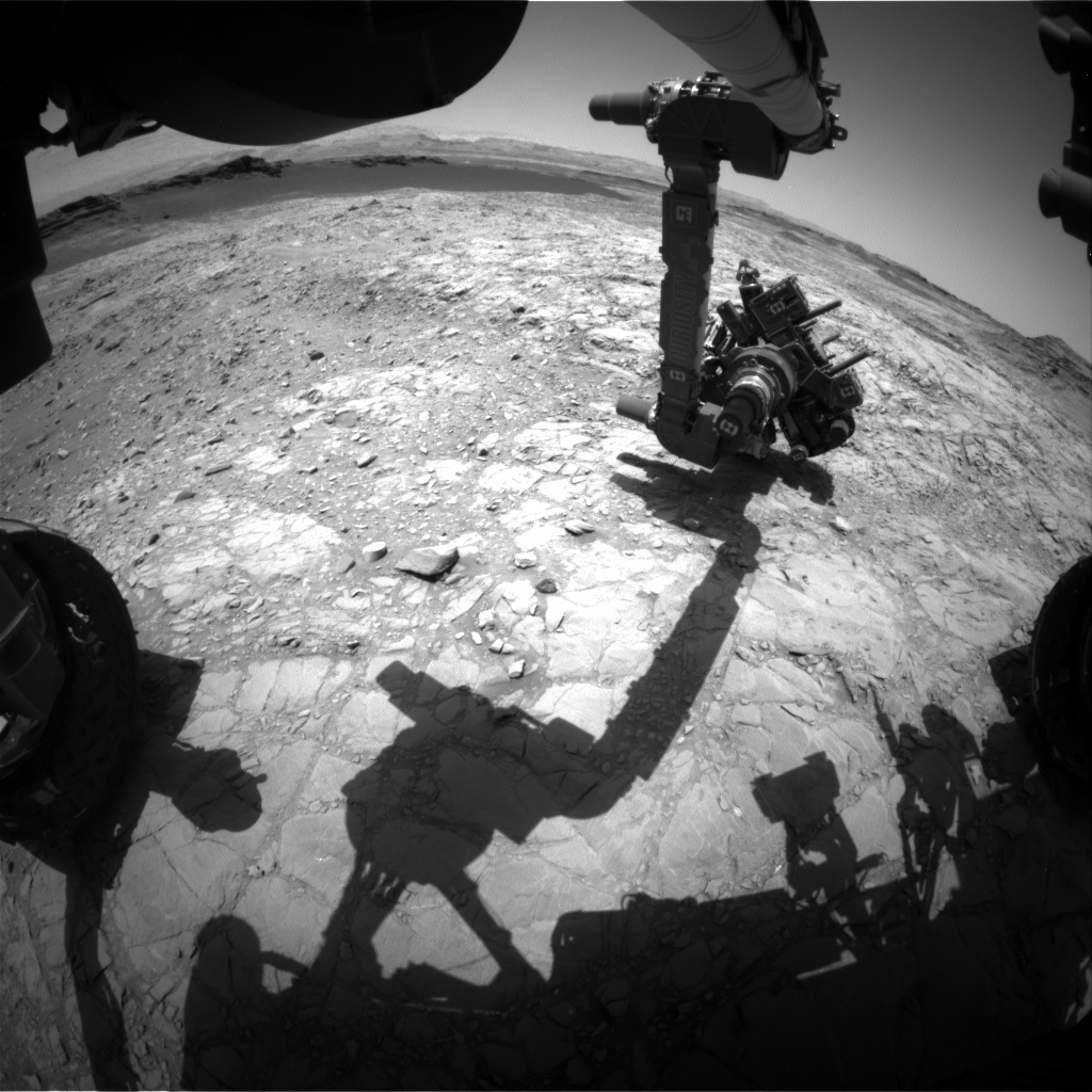 Nasa's Mars rover Curiosity acquired this image using its Front Hazard Avoidance Camera (Front Hazcam) on Sol 1376, at drive 3036, site number 54