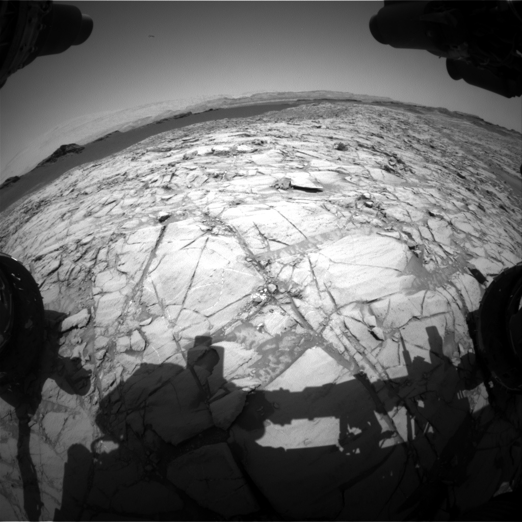 Nasa's Mars rover Curiosity acquired this image using its Front Hazard Avoidance Camera (Front Hazcam) on Sol 1380, at drive 310, site number 55