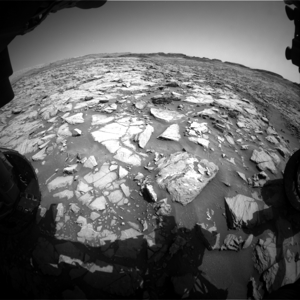 Nasa's Mars rover Curiosity acquired this image using its Front Hazard Avoidance Camera (Front Hazcam) on Sol 1383, at drive 538, site number 55