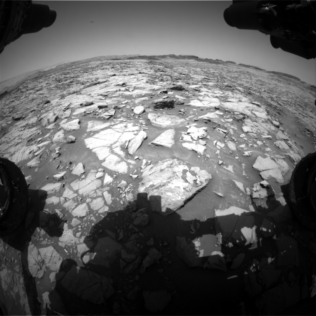 Nasa's Mars rover Curiosity acquired this image using its Front Hazard Avoidance Camera (Front Hazcam) on Sol 1384, at drive 538, site number 55