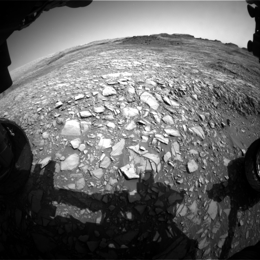 Nasa's Mars rover Curiosity acquired this image using its Front Hazard Avoidance Camera (Front Hazcam) on Sol 1387, at drive 1420, site number 55