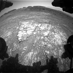 Nasa's Mars rover Curiosity acquired this image using its Front Hazard Avoidance Camera (Front Hazcam) on Sol 1399, at drive 2002, site number 55