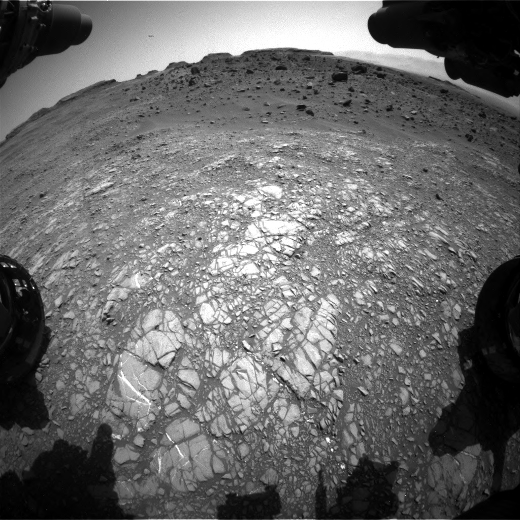 Nasa's Mars rover Curiosity acquired this image using its Front Hazard Avoidance Camera (Front Hazcam) on Sol 1399, at drive 2098, site number 55