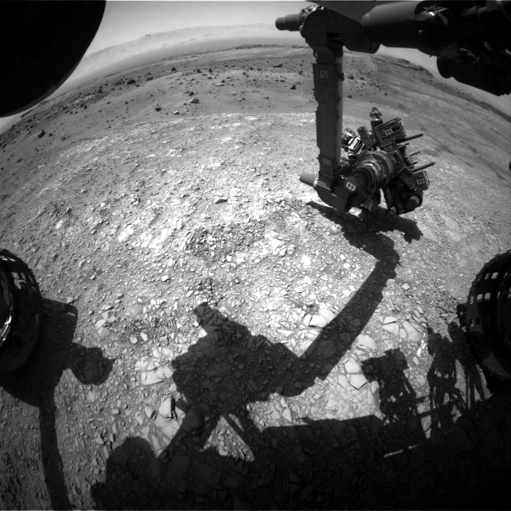 Nasa's Mars rover Curiosity acquired this image using its Front Hazard Avoidance Camera (Front Hazcam) on Sol 1404, at drive 2444, site number 55