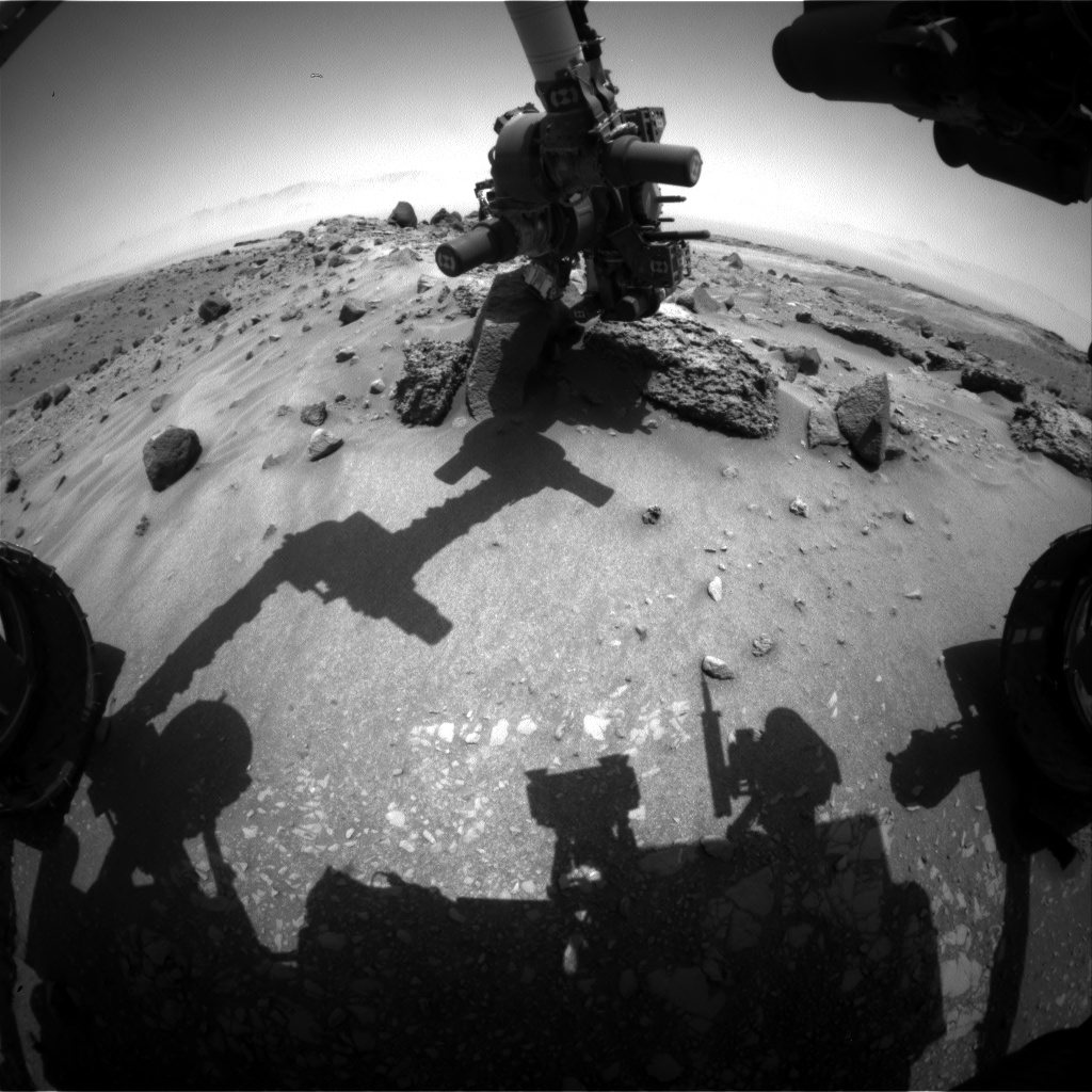 Nasa's Mars rover Curiosity acquired this image using its Front Hazard Avoidance Camera (Front Hazcam) on Sol 1410, at drive 0, site number 56