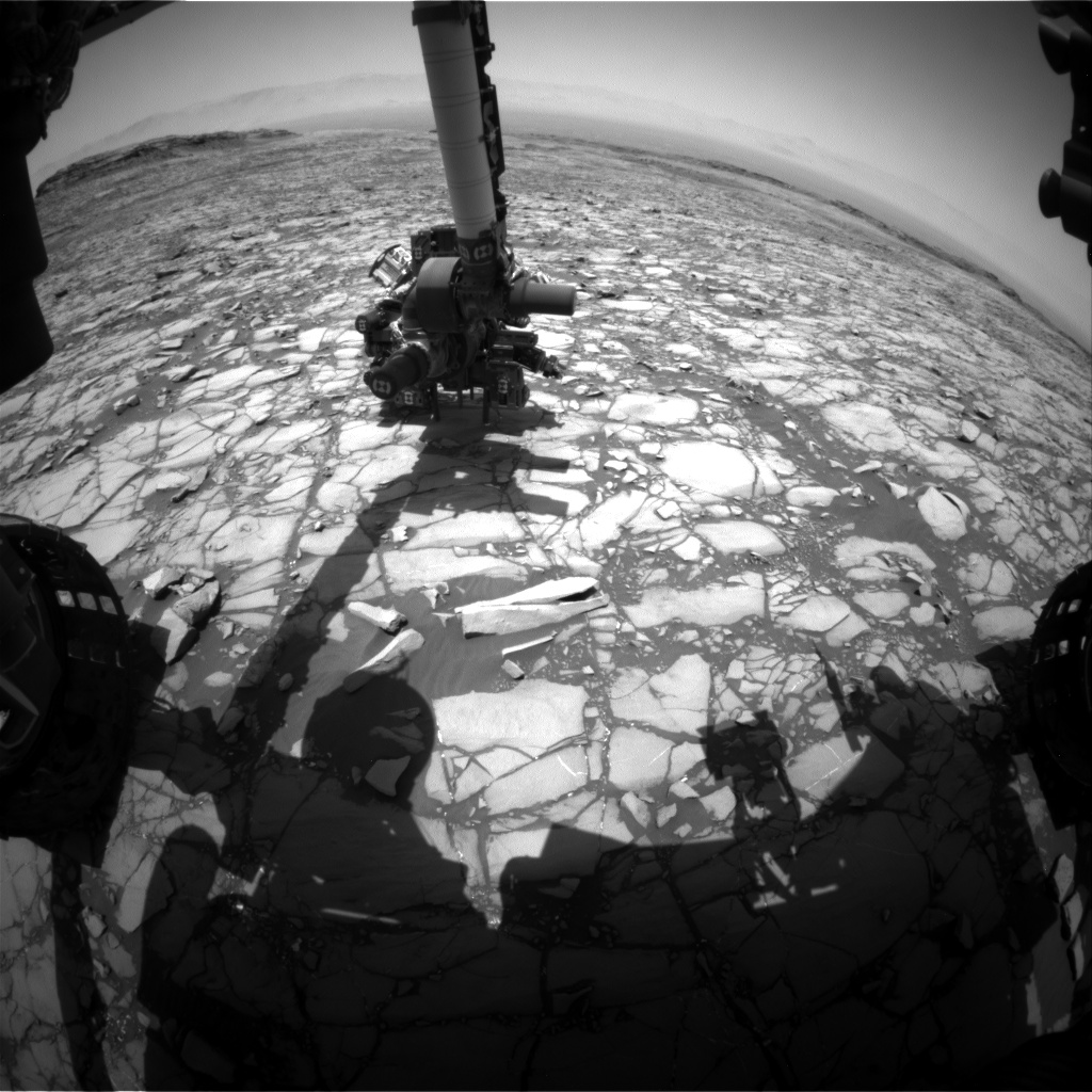 Nasa's Mars rover Curiosity acquired this image using its Front Hazard Avoidance Camera (Front Hazcam) on Sol 1420, at drive 1236, site number 56