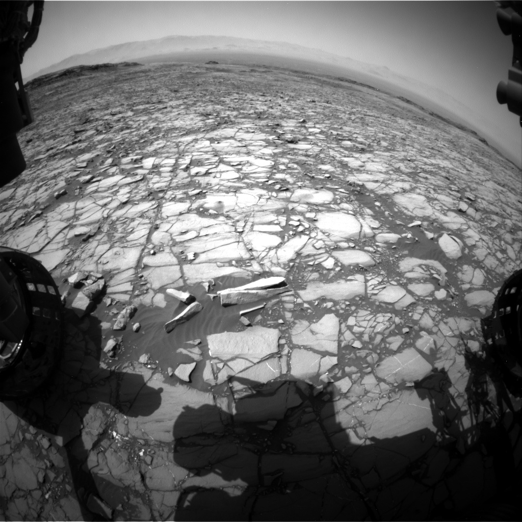 Nasa's Mars rover Curiosity acquired this image using its Front Hazard Avoidance Camera (Front Hazcam) on Sol 1420, at drive 1236, site number 56