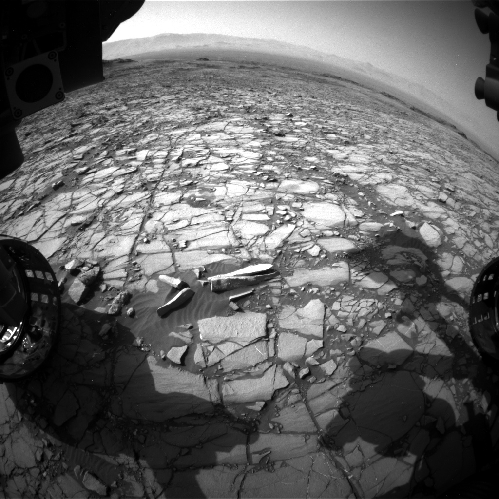 Nasa's Mars rover Curiosity acquired this image using its Front Hazard Avoidance Camera (Front Hazcam) on Sol 1423, at drive 1236, site number 56