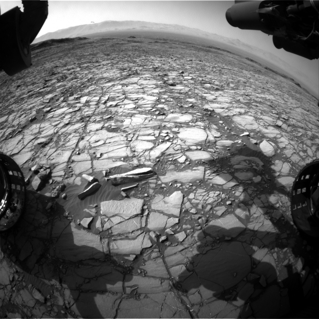 Nasa's Mars rover Curiosity acquired this image using its Front Hazard Avoidance Camera (Front Hazcam) on Sol 1423, at drive 1236, site number 56