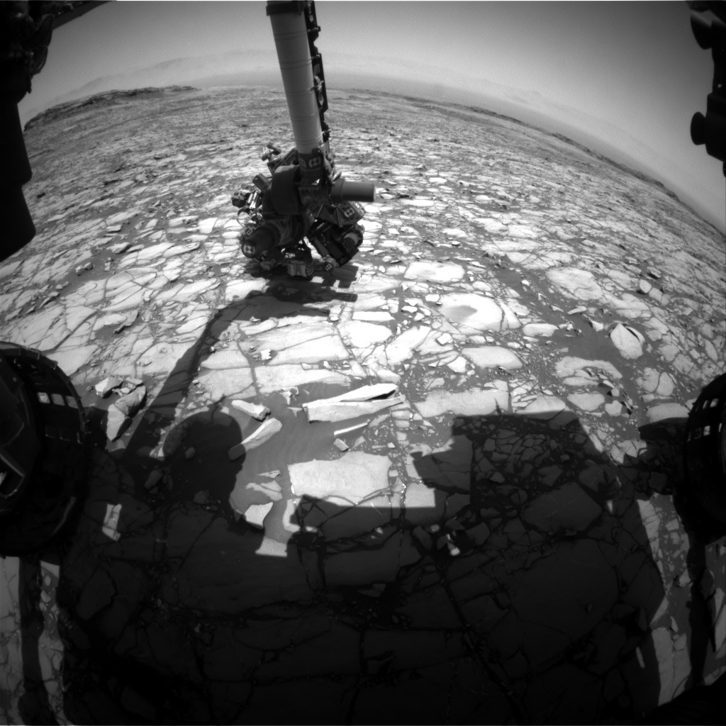 Nasa's Mars rover Curiosity acquired this image using its Front Hazard Avoidance Camera (Front Hazcam) on Sol 1427, at drive 1236, site number 56
