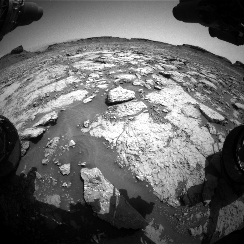 Nasa's Mars rover Curiosity acquired this image using its Front Hazard Avoidance Camera (Front Hazcam) on Sol 1433, at drive 0, site number 57
