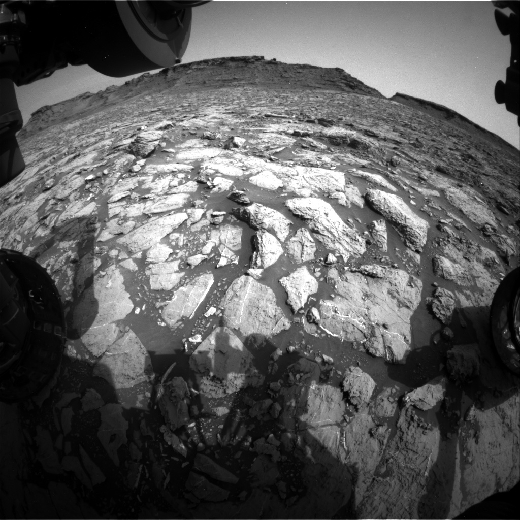 Nasa's Mars rover Curiosity acquired this image using its Front Hazard Avoidance Camera (Front Hazcam) on Sol 1443, at drive 1020, site number 57