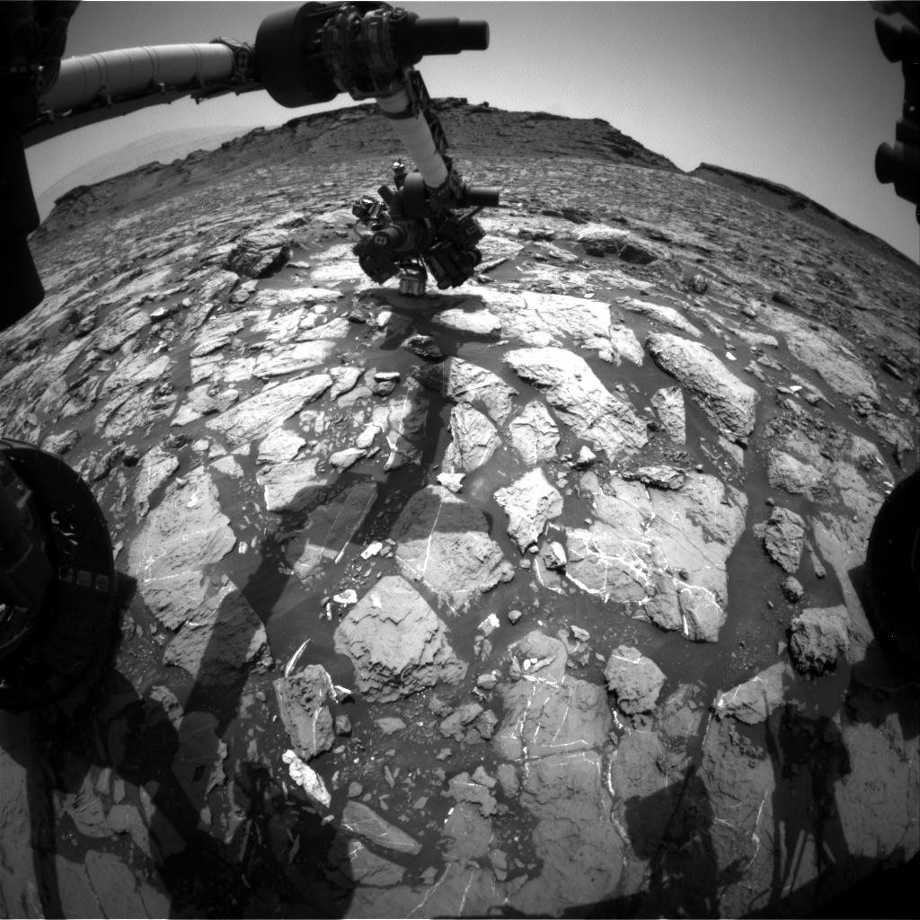 Nasa's Mars rover Curiosity acquired this image using its Front Hazard Avoidance Camera (Front Hazcam) on Sol 1445, at drive 1020, site number 57