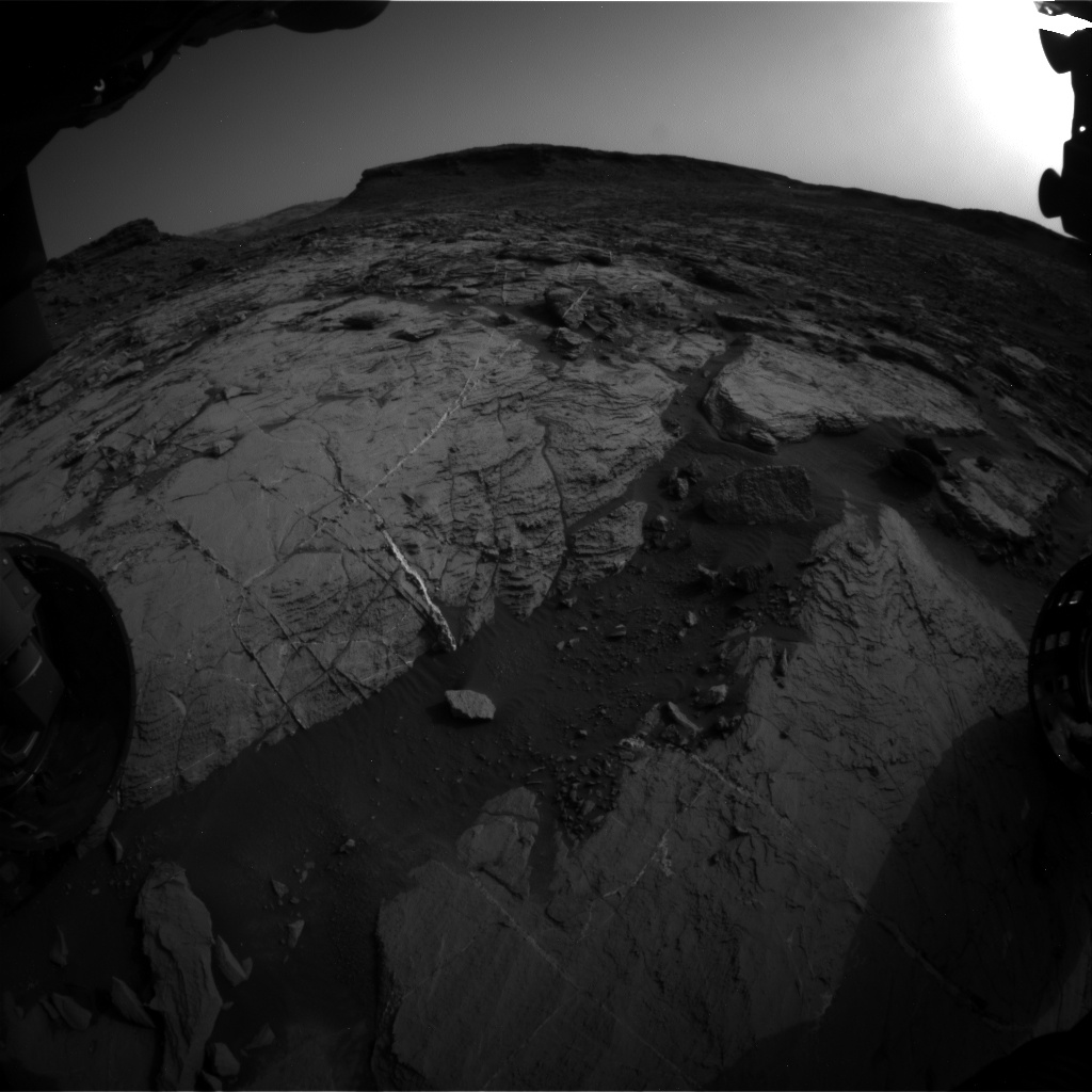 Nasa's Mars rover Curiosity acquired this image using its Front Hazard Avoidance Camera (Front Hazcam) on Sol 1446, at drive 1392, site number 57