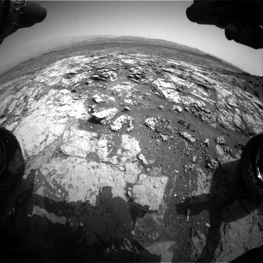 Nasa's Mars rover Curiosity acquired this image using its Front Hazard Avoidance Camera (Front Hazcam) on Sol 1452, at drive 2206, site number 57