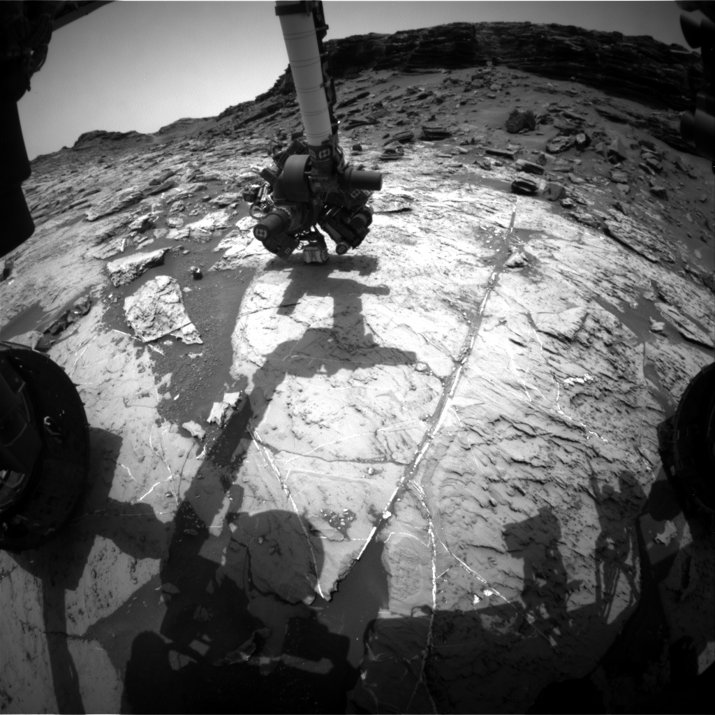Nasa's Mars rover Curiosity acquired this image using its Front Hazard Avoidance Camera (Front Hazcam) on Sol 1458, at drive 2798, site number 57