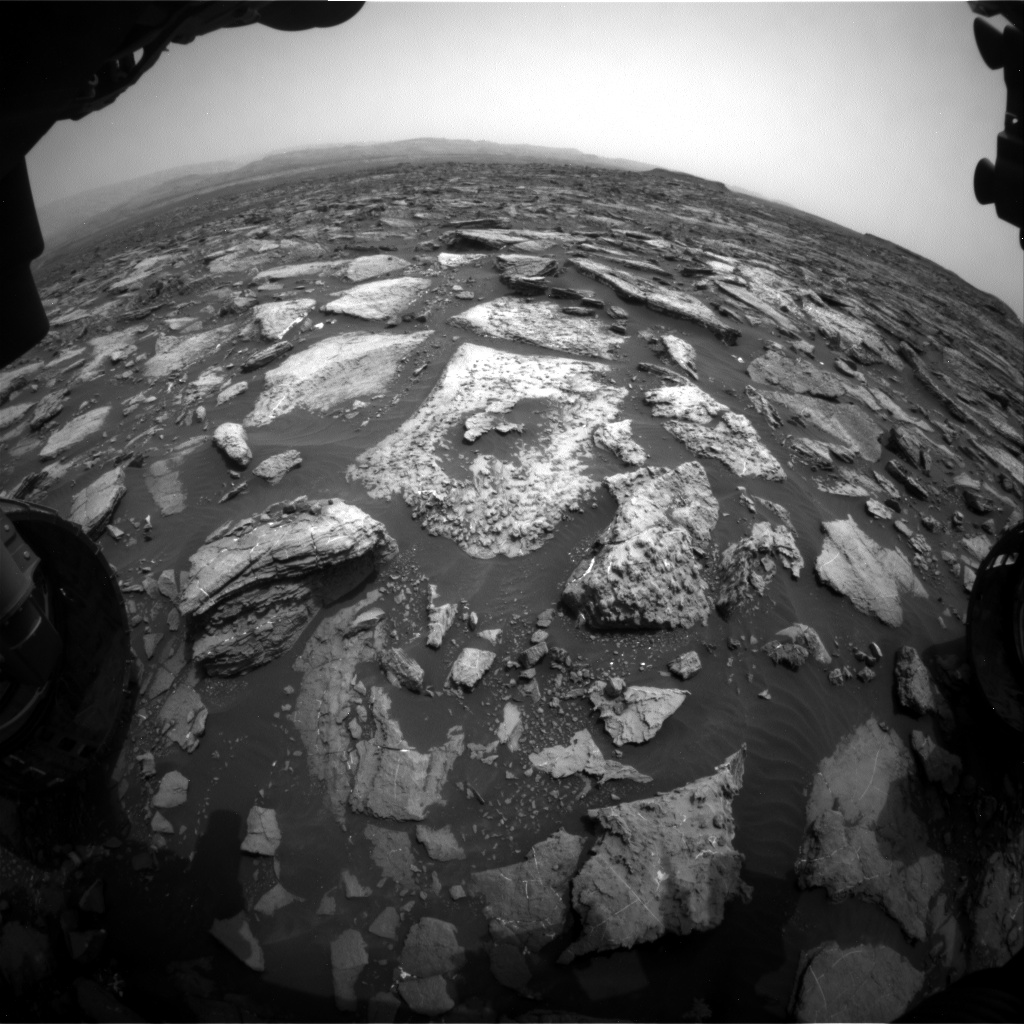 Nasa's Mars rover Curiosity acquired this image using its Front Hazard Avoidance Camera (Front Hazcam) on Sol 1478, at drive 1002, site number 58