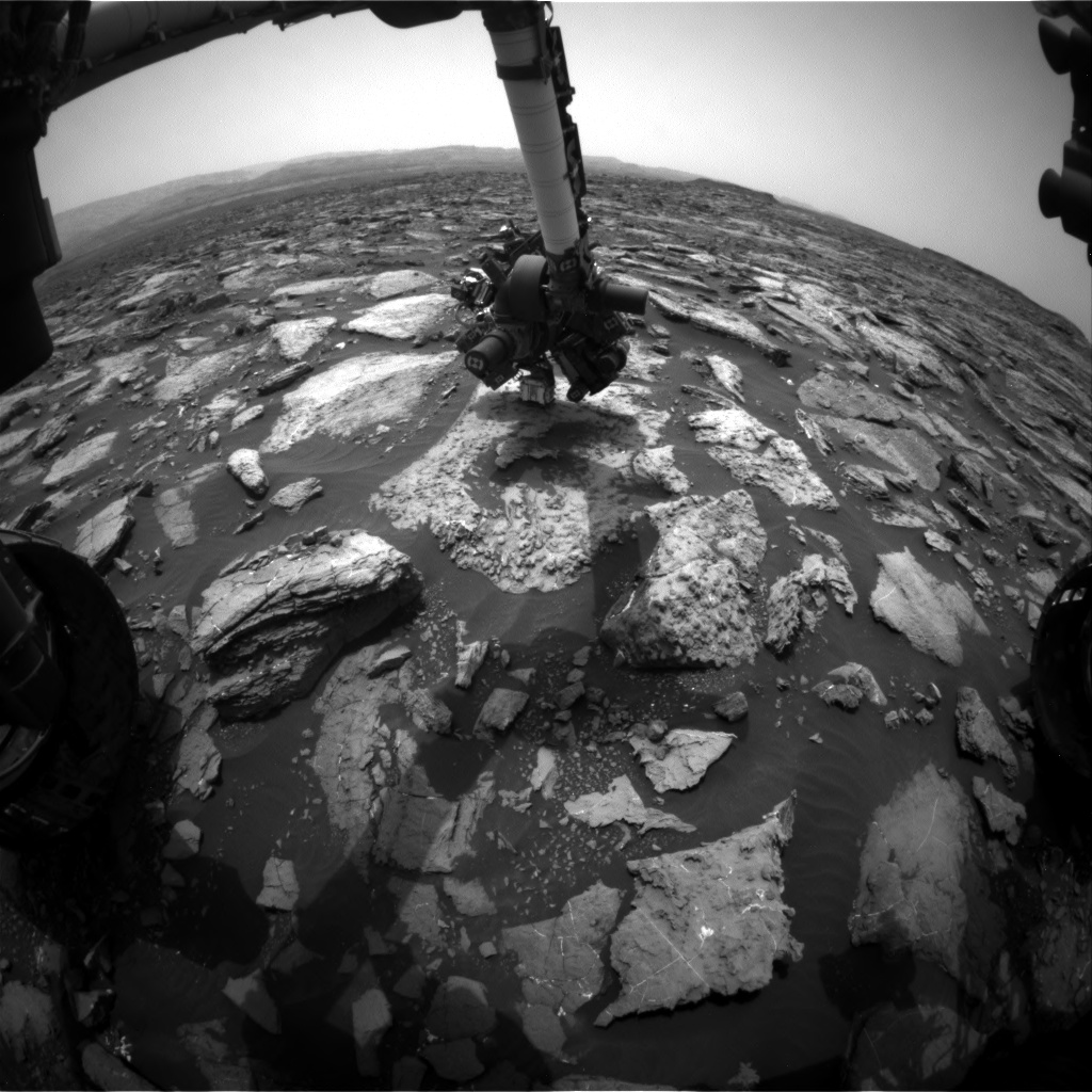 Nasa's Mars rover Curiosity acquired this image using its Front Hazard Avoidance Camera (Front Hazcam) on Sol 1480, at drive 1002, site number 58