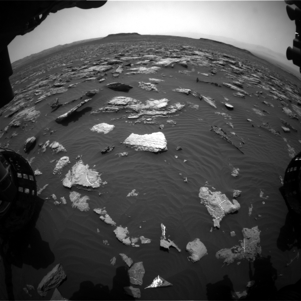 Nasa's Mars rover Curiosity acquired this image using its Front Hazard Avoidance Camera (Front Hazcam) on Sol 1507, at drive 612, site number 59