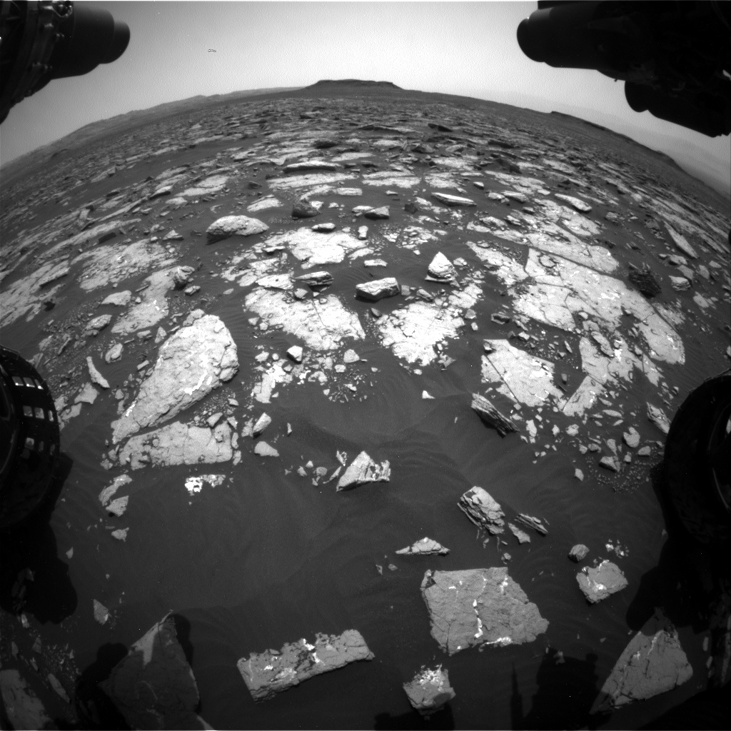 Nasa's Mars rover Curiosity acquired this image using its Front Hazard Avoidance Camera (Front Hazcam) on Sol 1508, at drive 936, site number 59