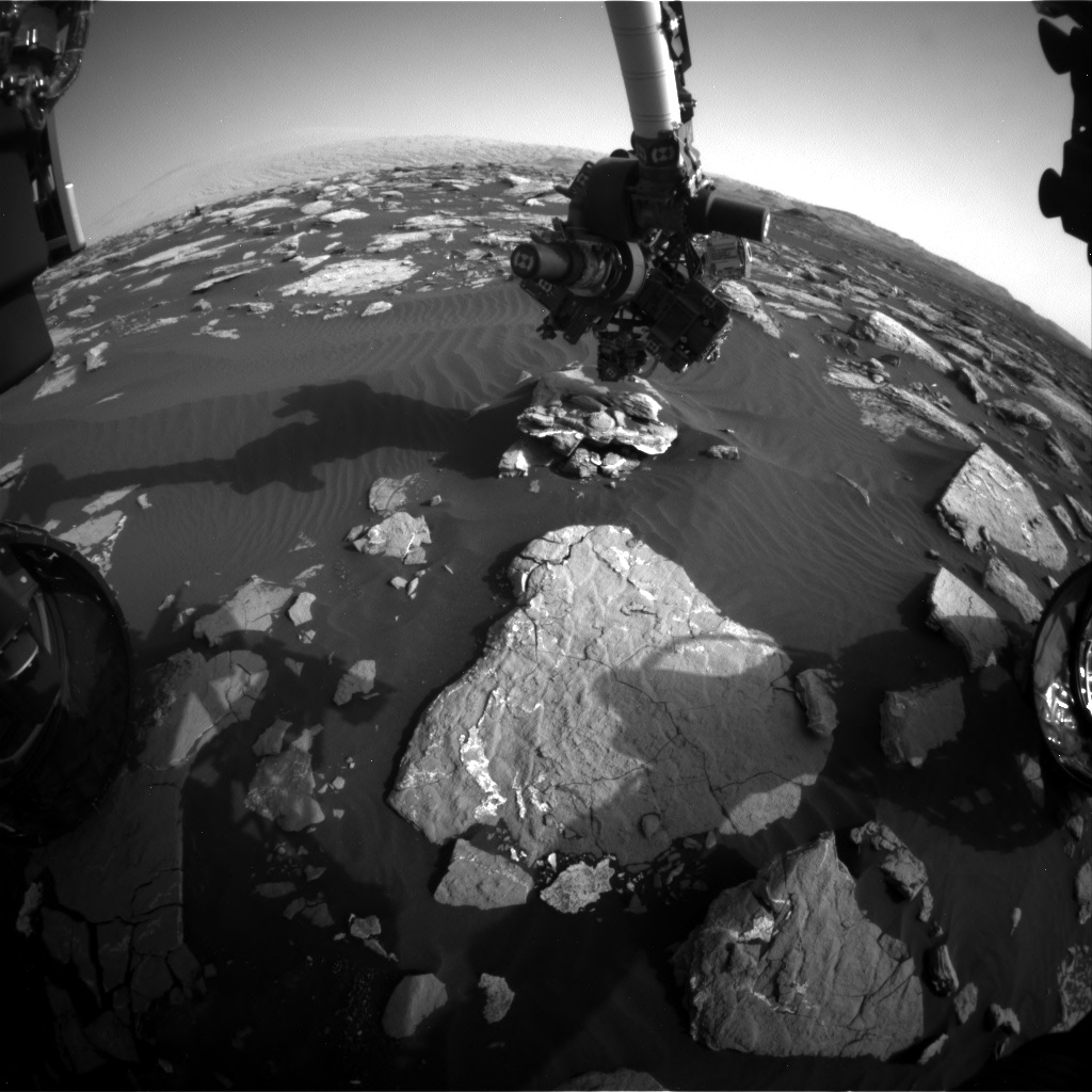 Nasa's Mars rover Curiosity acquired this image using its Front Hazard Avoidance Camera (Front Hazcam) on Sol 1518, at drive 2242, site number 59