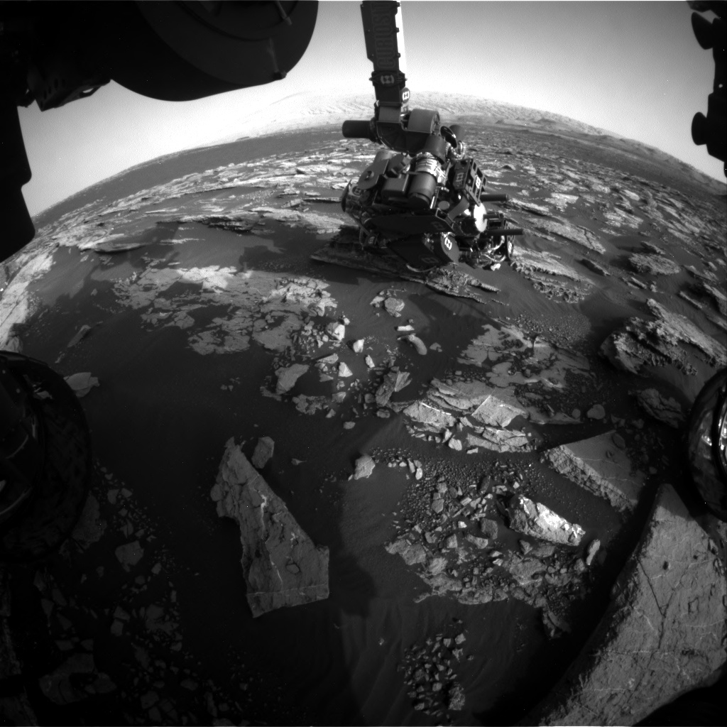 Nasa's Mars rover Curiosity acquired this image using its Front Hazard Avoidance Camera (Front Hazcam) on Sol 1523, at drive 2668, site number 59