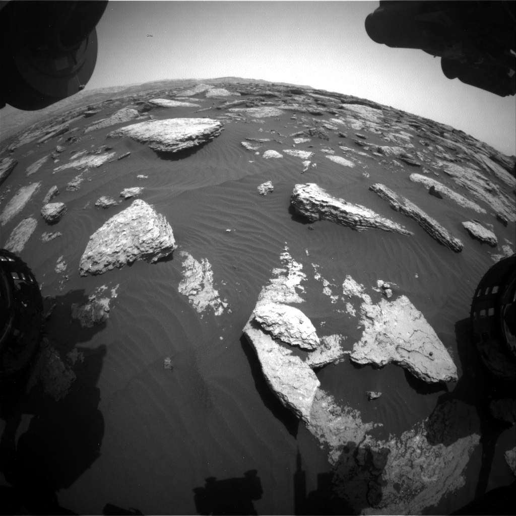 Nasa's Mars rover Curiosity acquired this image using its Front Hazard Avoidance Camera (Front Hazcam) on Sol 1588, at drive 2010, site number 60