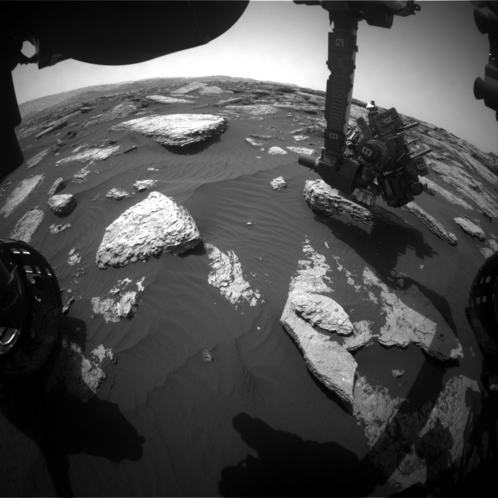Nasa's Mars rover Curiosity acquired this image using its Front Hazard Avoidance Camera (Front Hazcam) on Sol 1589, at drive 2010, site number 60