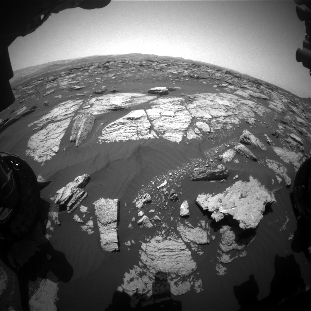 Nasa's Mars rover Curiosity acquired this image using its Front Hazard Avoidance Camera (Front Hazcam) on Sol 1592, at drive 2346, site number 60
