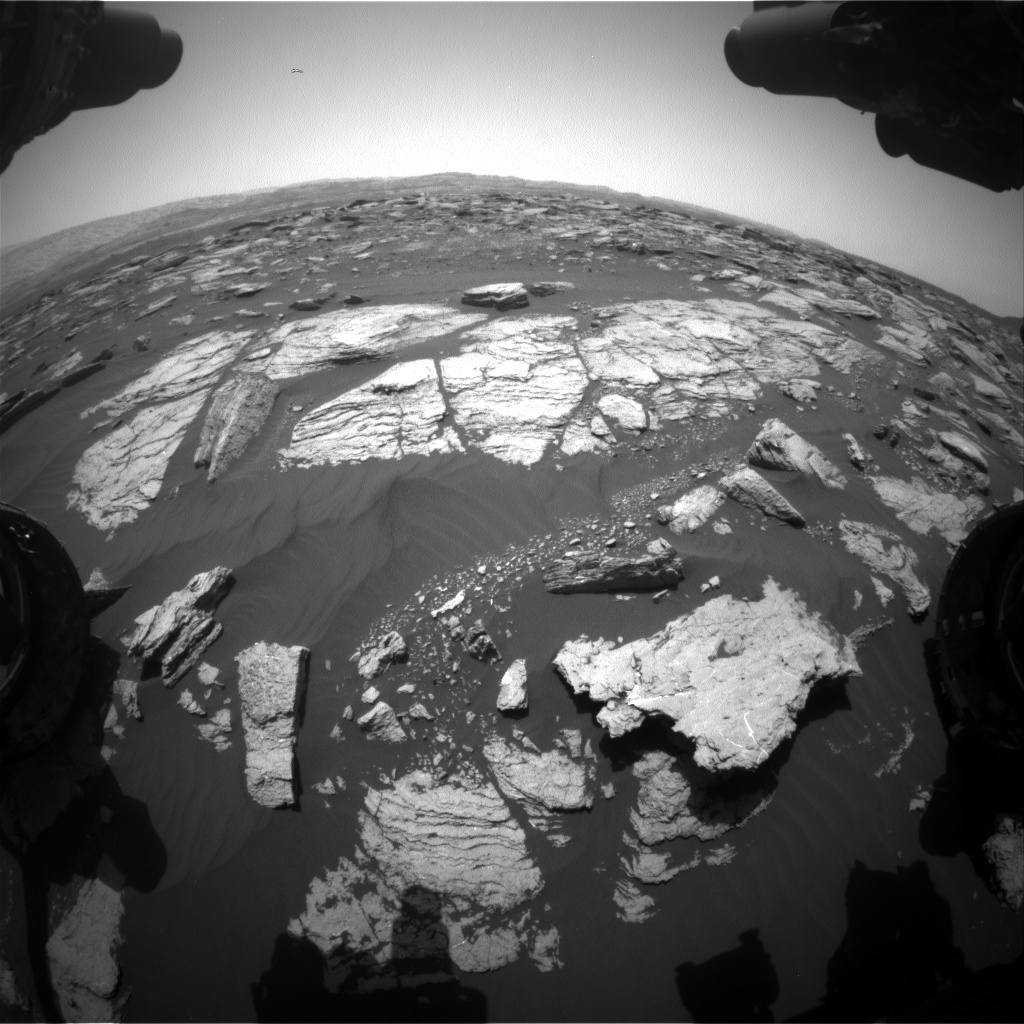 Nasa's Mars rover Curiosity acquired this image using its Front Hazard Avoidance Camera (Front Hazcam) on Sol 1592, at drive 2346, site number 60