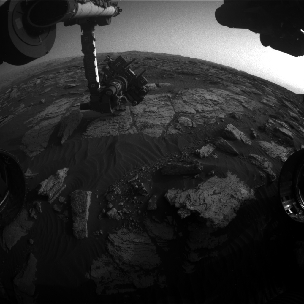Nasa's Mars rover Curiosity acquired this image using its Front Hazard Avoidance Camera (Front Hazcam) on Sol 1593, at drive 2346, site number 60