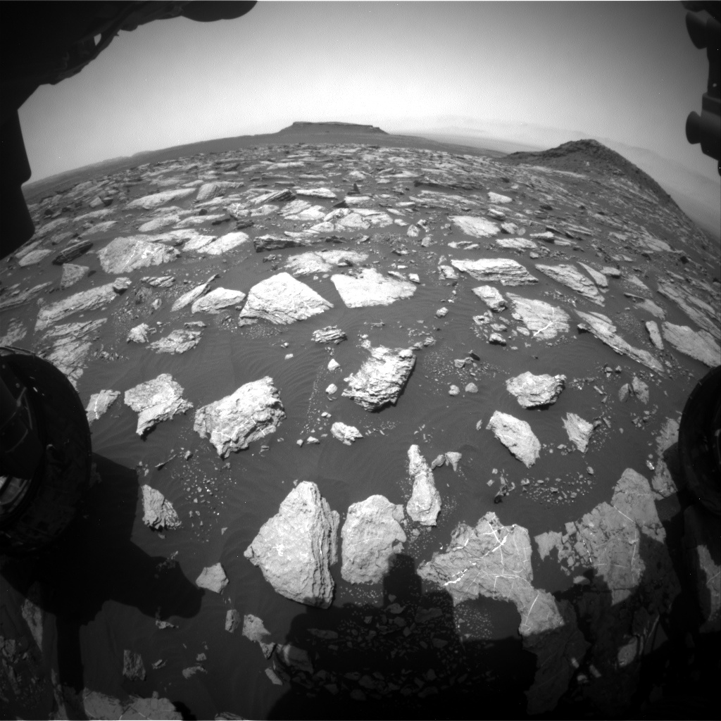 Nasa's Mars rover Curiosity acquired this image using its Front Hazard Avoidance Camera (Front Hazcam) on Sol 1594, at drive 2574, site number 60