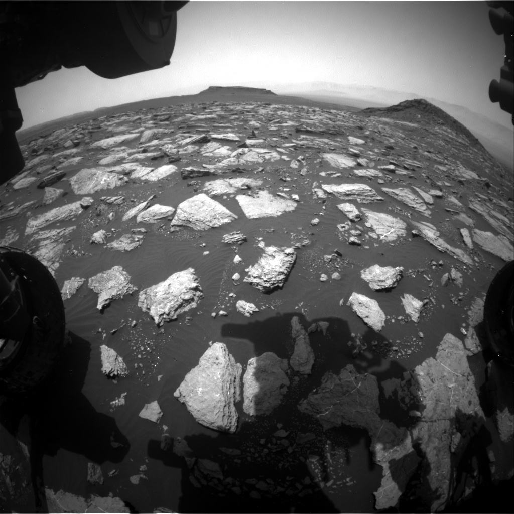 Nasa's Mars rover Curiosity acquired this image using its Front Hazard Avoidance Camera (Front Hazcam) on Sol 1595, at drive 2574, site number 60
