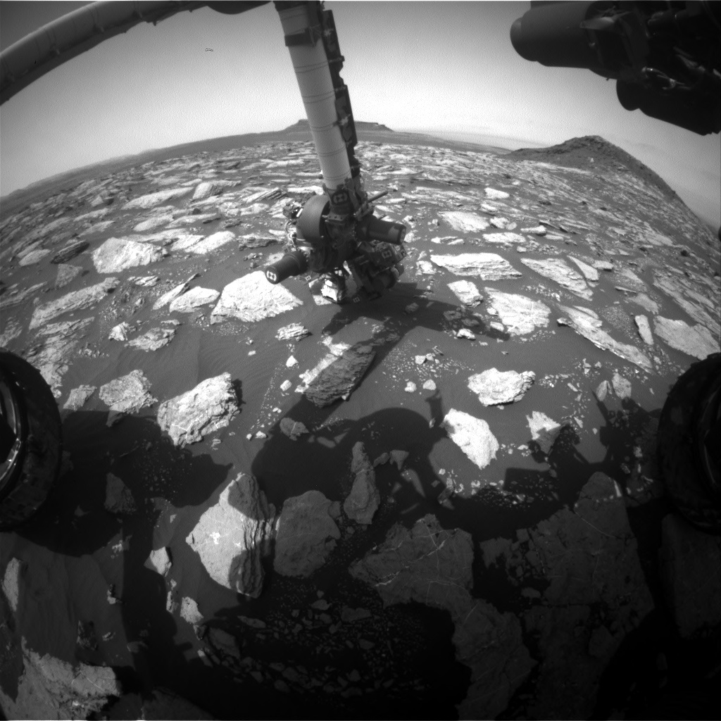 Nasa's Mars rover Curiosity acquired this image using its Front Hazard Avoidance Camera (Front Hazcam) on Sol 1596, at drive 2574, site number 60