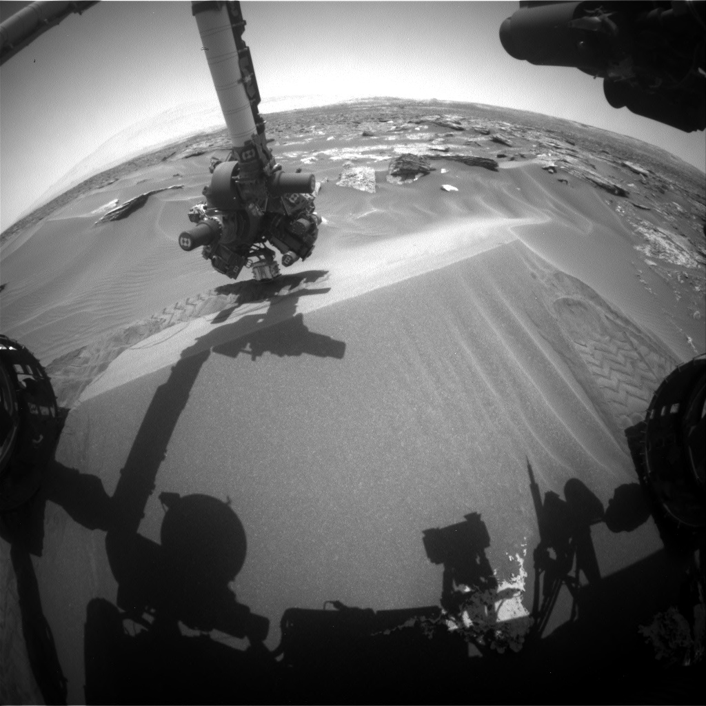 Nasa's Mars rover Curiosity acquired this image using its Front Hazard Avoidance Camera (Front Hazcam) on Sol 1689, at drive 3350, site number 62
