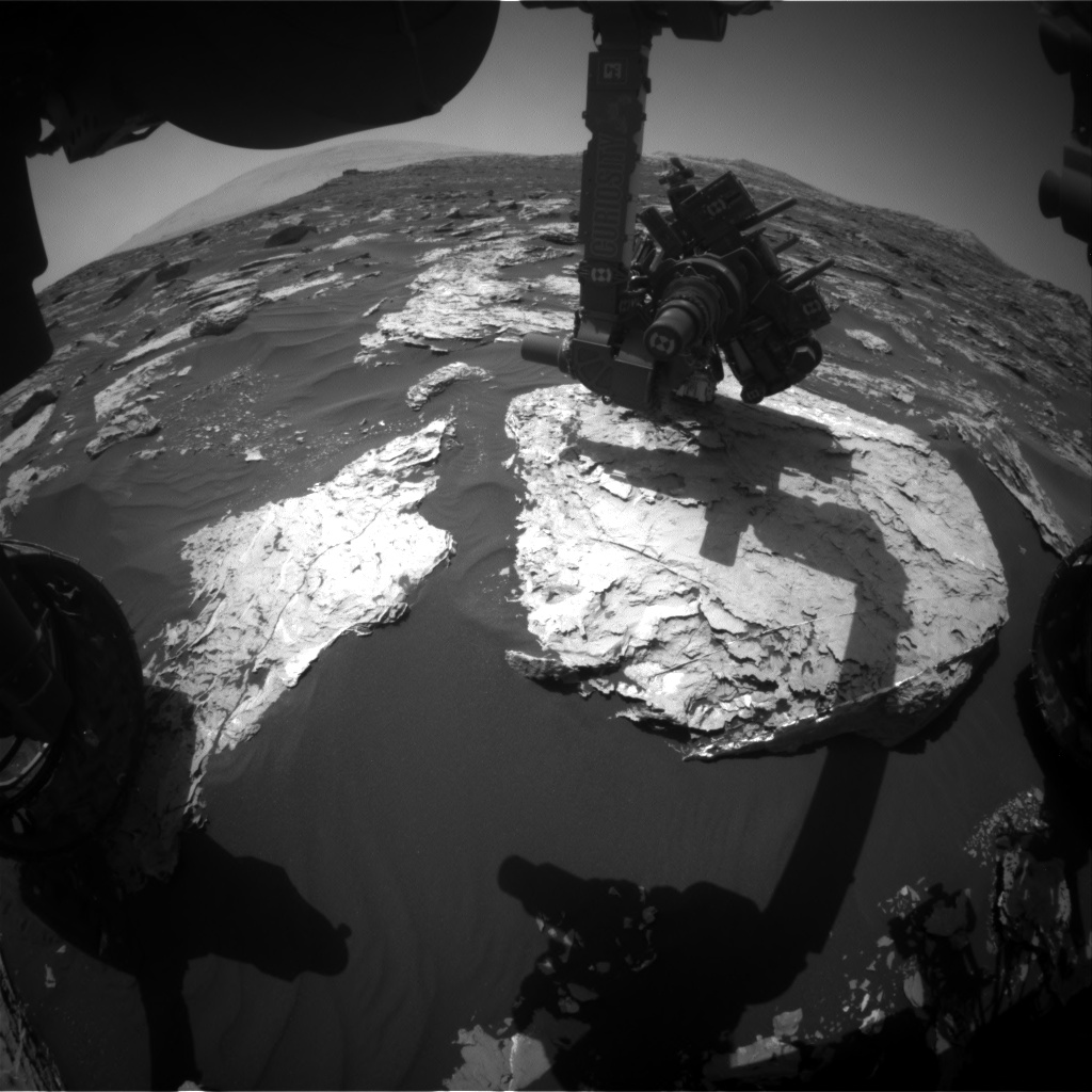 Nasa's Mars rover Curiosity acquired this image using its Front Hazard Avoidance Camera (Front Hazcam) on Sol 1727, at drive 0, site number 64