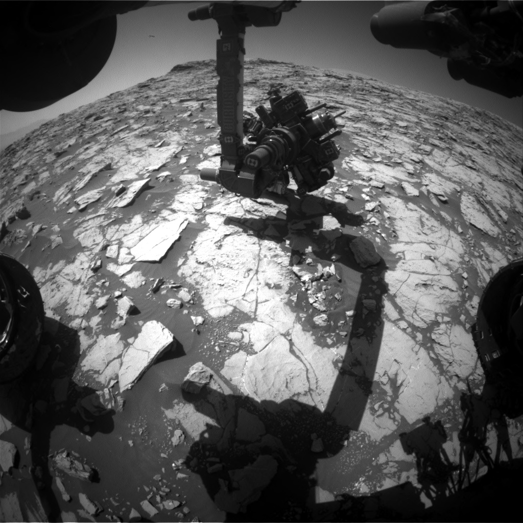 Nasa's Mars rover Curiosity acquired this image using its Front Hazard Avoidance Camera (Front Hazcam) on Sol 1830, at drive 856, site number 66