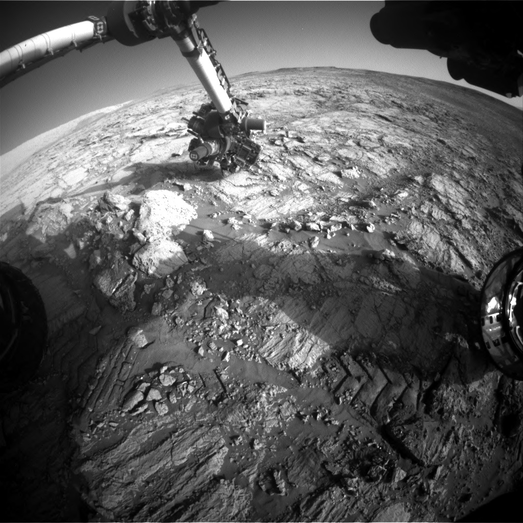 Nasa's Mars rover Curiosity acquired this image using its Front Hazard Avoidance Camera (Front Hazcam) on Sol 1838, at drive 1332, site number 66