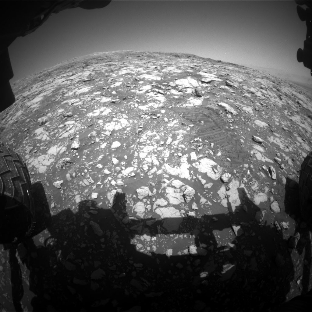 Nasa's Mars rover Curiosity acquired this image using its Front Hazard Avoidance Camera (Front Hazcam) on Sol 2004, at drive 90, site number 69