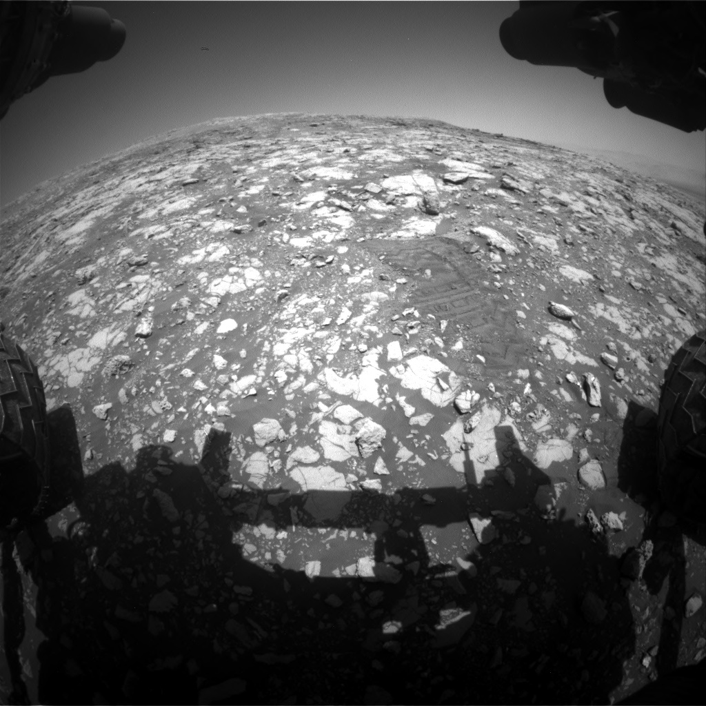 Nasa's Mars rover Curiosity acquired this image using its Front Hazard Avoidance Camera (Front Hazcam) on Sol 2004, at drive 90, site number 69