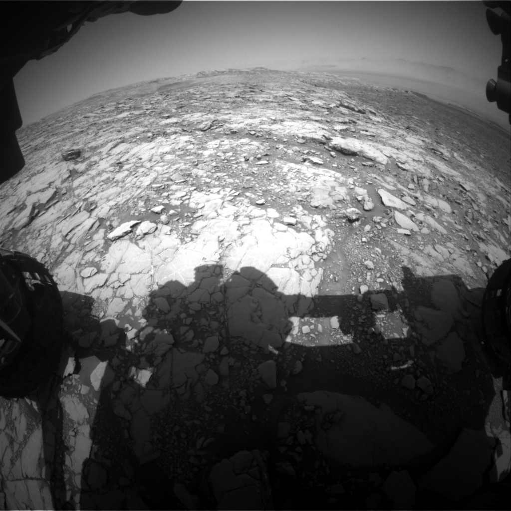 Nasa's Mars rover Curiosity acquired this image using its Front Hazard Avoidance Camera (Front Hazcam) on Sol 2043, at drive 1000, site number 70