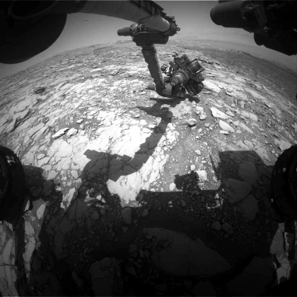 Nasa's Mars rover Curiosity acquired this image using its Front Hazard Avoidance Camera (Front Hazcam) on Sol 2043, at drive 1000, site number 70